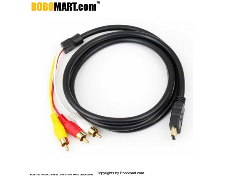1.5m HDMI-Male to 3 RCA Video Audio AV Cable Connector For HDTV 1080P
