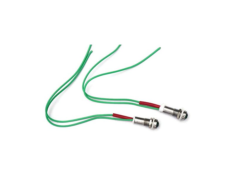 10MM Metal Indicator Light Signal Lamp 220V Green with 20CM Wire (Pack of 2)