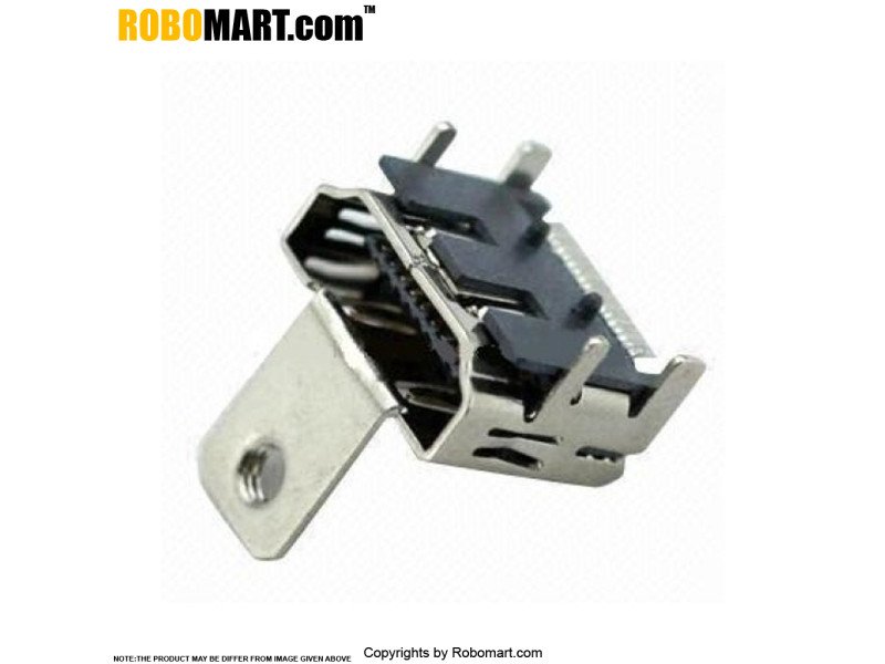 HDMI A Type Female Connector SMT Style without Screw Fastener