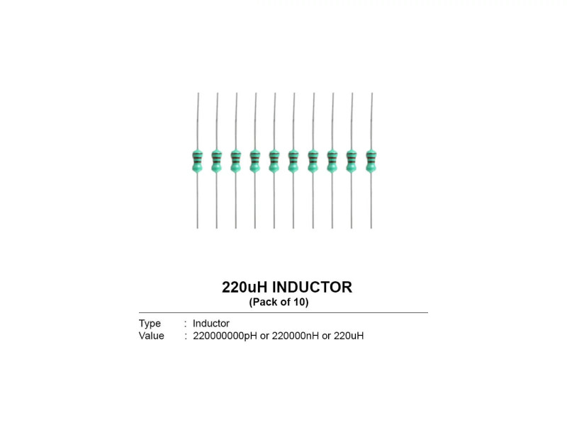 220 uH Power Color Ring DIP Inductor  (Pack of 10)