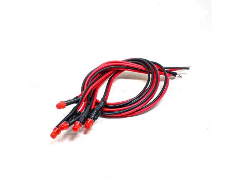 12-18V 3MM Red LED Indicator Light with 20CM Cable (Pack of 5)