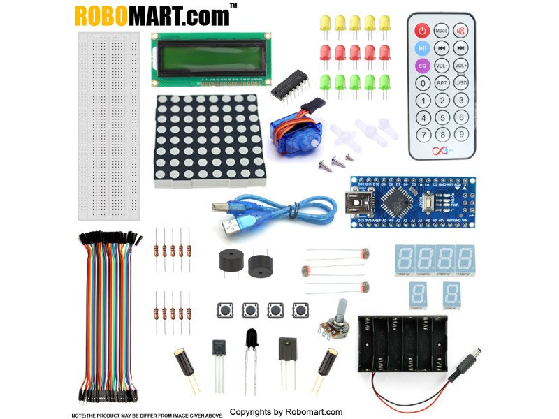 Robomart Nano V3 5v Servo Starter Kit with Basic Arduino Projects