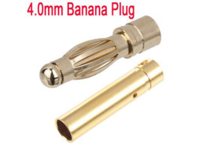 4mm Gold plated Banana Plug / Banana Connector (Premium Quality) - 1 Pair