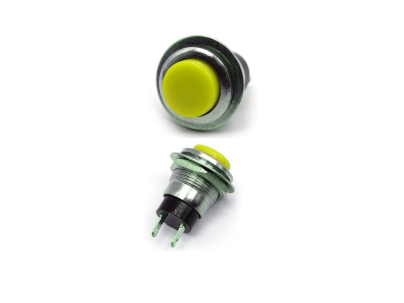 Normal Open Push Button Switch OFF-(ON) SPST 2 Pin Yellow Button (Pack of 2)