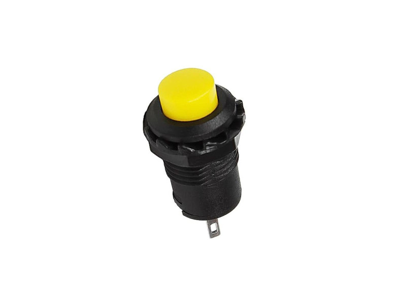 Yellow  AC 3A 250V 12mm 2Pin Momentary Self Reset Round Cap Push Button Switch