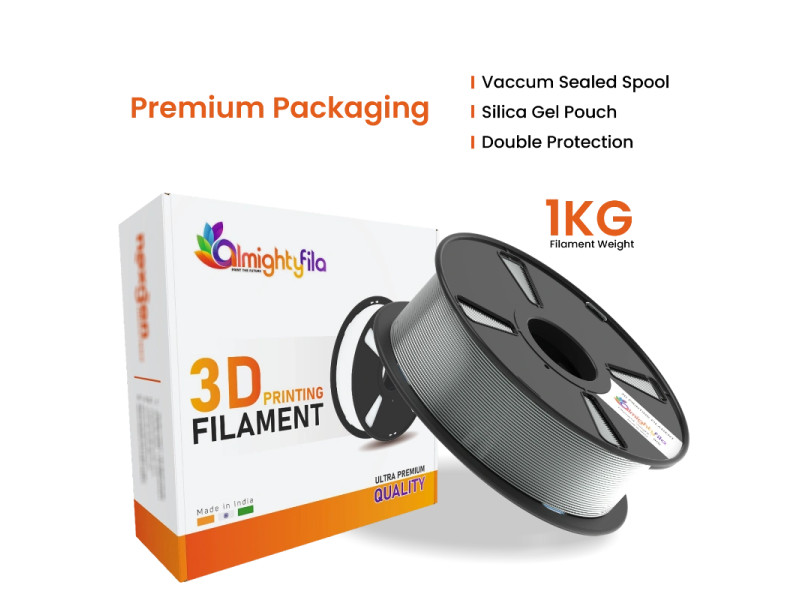 AlmightyFila 3D Printer Filament PLA+ Silver Gray 1.75 MM / 1 KG