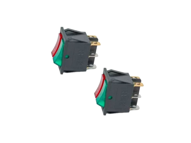 KCD6 AC 250V 15A SPST ON-OFF Red & Green Double Rocker Switch 4 Pin