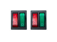KCD6 AC 250V 15A SPST ON-OFF Red & Green Double Rocker Switch 4 Pin