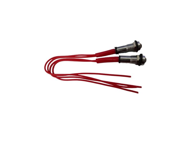 6MM Metal Indicator Light Signal Lamp 220V Red with 20CM Wire (Pack of 2)