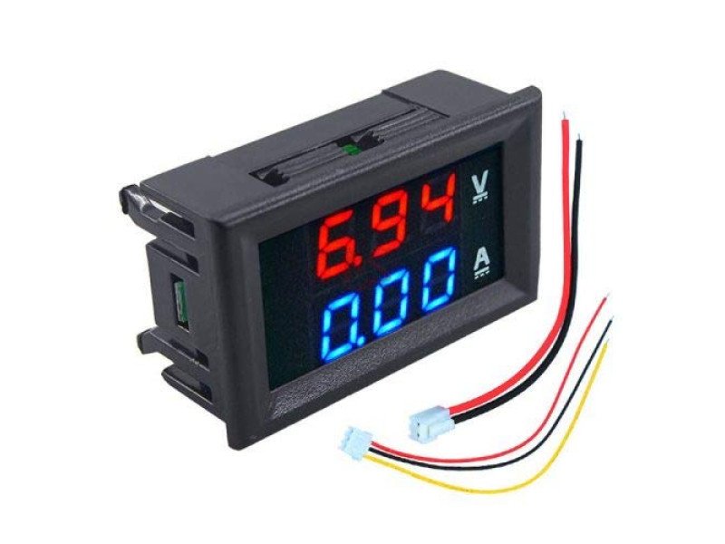 Dual Led 0.28 ” Display for DC0-100V Voltage and Current Test Digital Instrument, Digital Meter Panel Amplifier Red Blue 10A