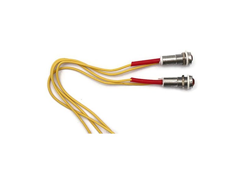 10MM Metal Indicator Light Signal Lamp 220V Yellow with 20CM Wire (Pack of 2)