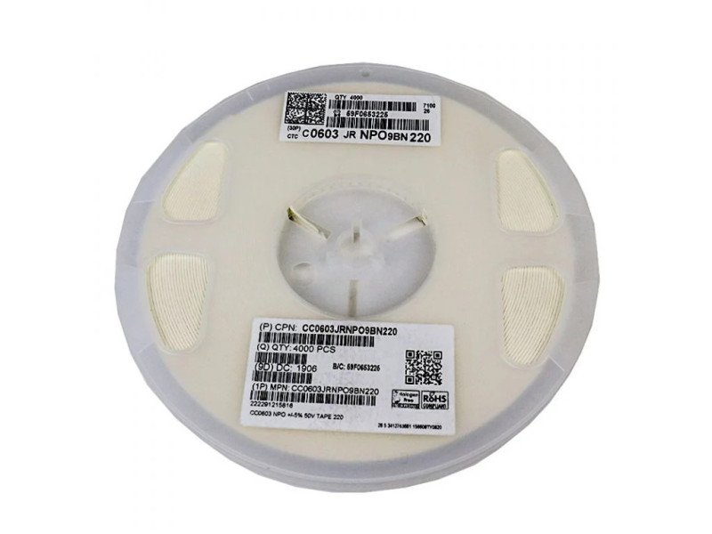 22pf 50v Capacitor 0603  SMD Package (Reel of 4000)