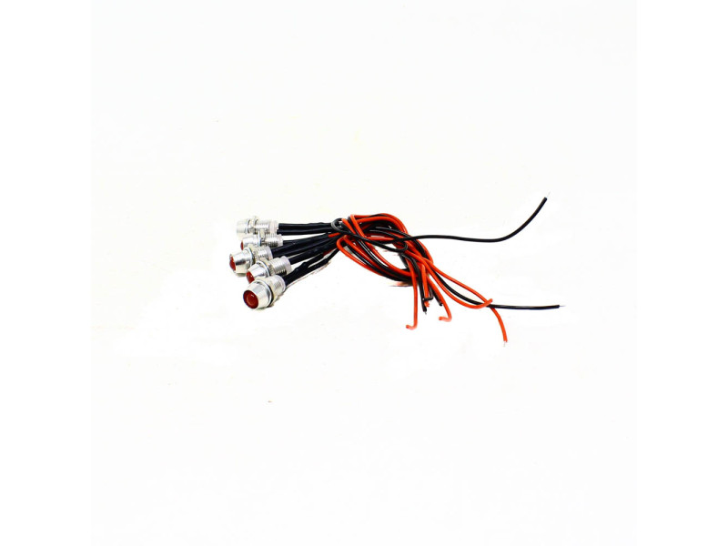3V 5MM Red LED Metal Indicator Light with Wire (Pack of 5)