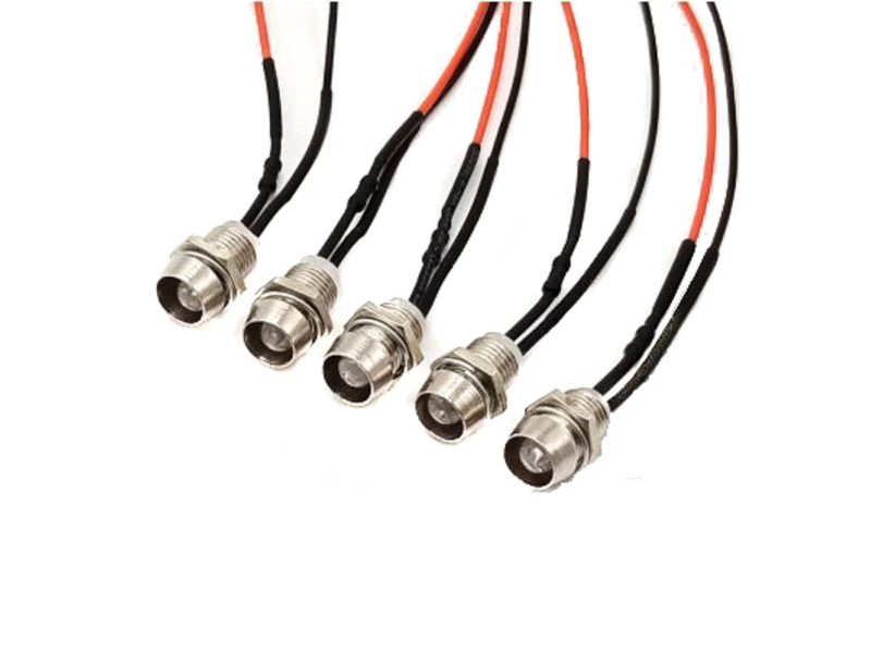 3V 5MM White LED Clear Metal Indicator Light with Wire (Pack of 5)