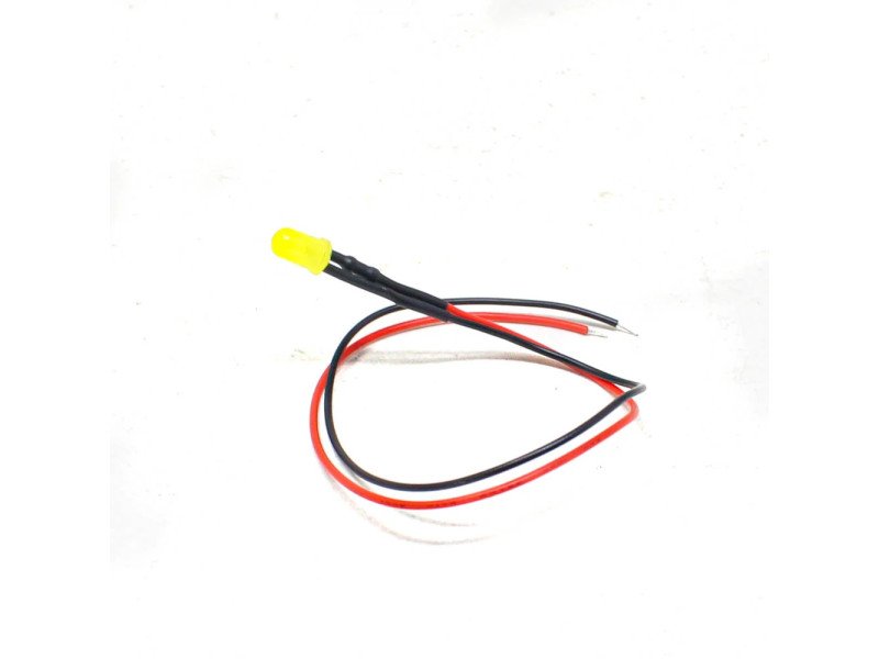 3V Yellow LED Indicator 3MM Light with Wire (Pack of 5)