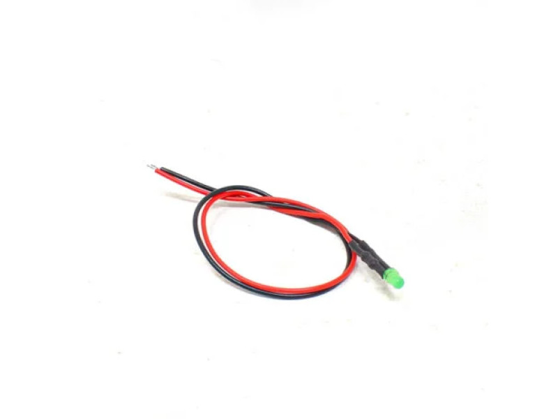 5-9V 3MM Green LED Indicator Light with Cable (Pack of 5)