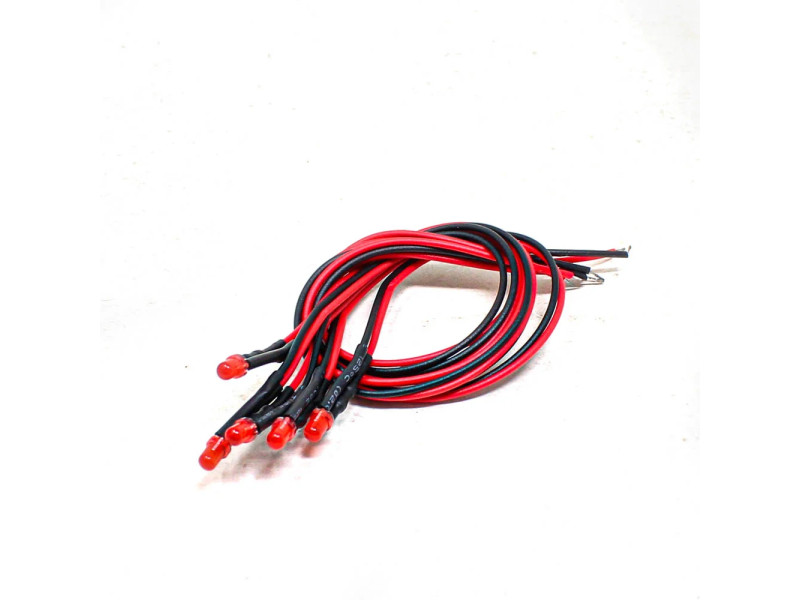 5-9V Red LED Indicator 5MM Light with Cable (Pack of 5)