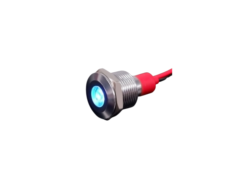 Blue 10-24V 12mm LED Metal Indicator Light with 15CM Cable