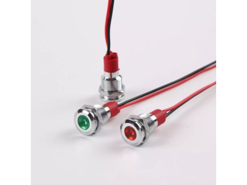 Blue 3-9V 12mm LED Metal Indicator Light with 15CM Cable