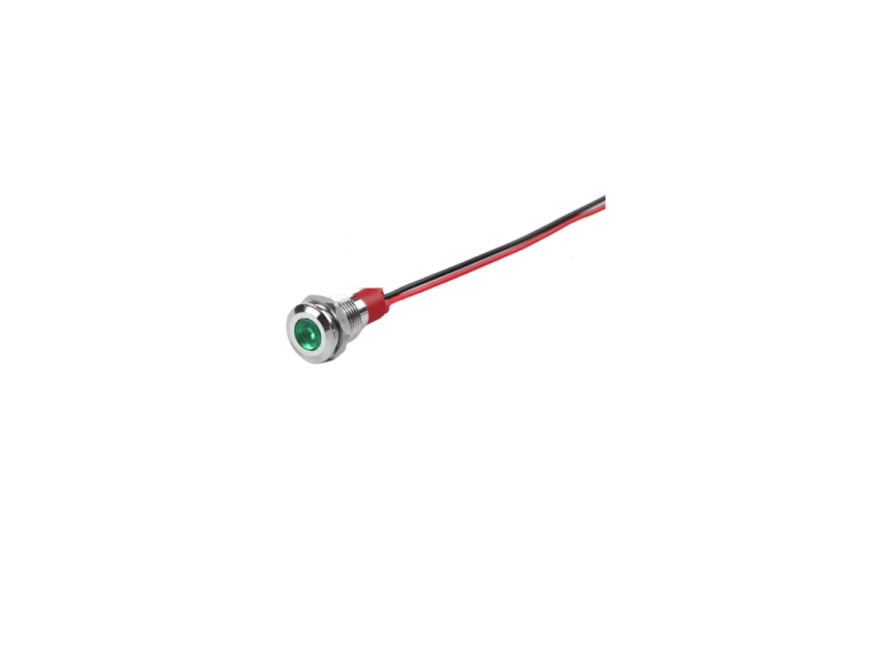 Green 10-24V 10mm LED Metal Indicator Light with 15CM Cable