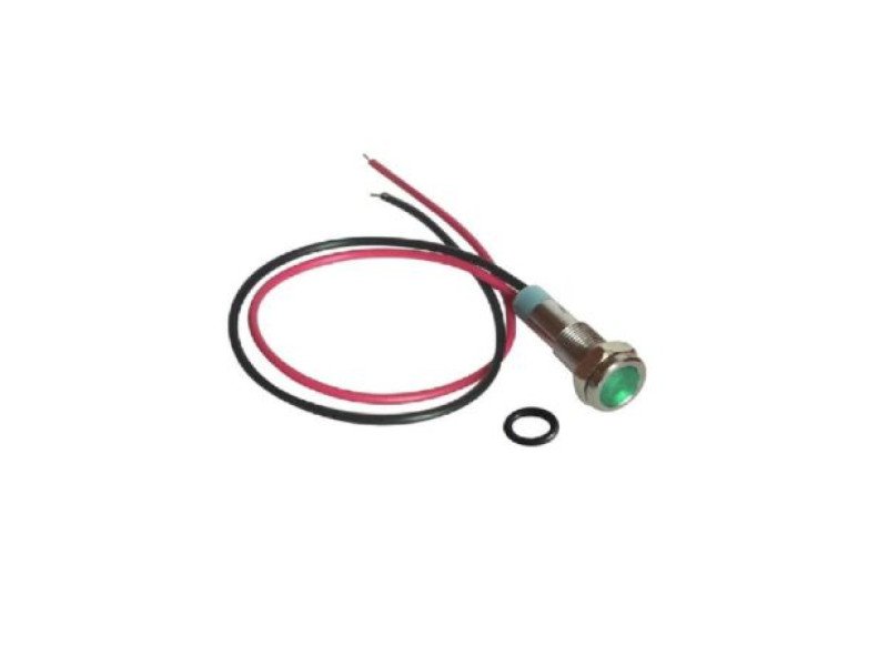 Green 10-24V 8mm LED Metal Indicator Light with 15CM Cable