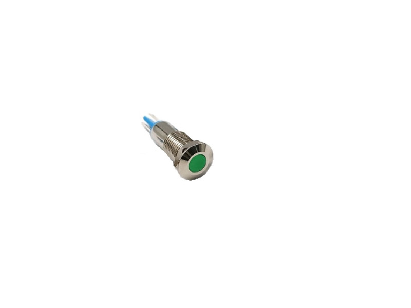Green 3-9V 8mm LED Metal Indicator Light