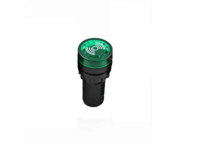 Green AC/DC12V 22mm AD16-22SM LED Signal Indicator Built-in Buzzer