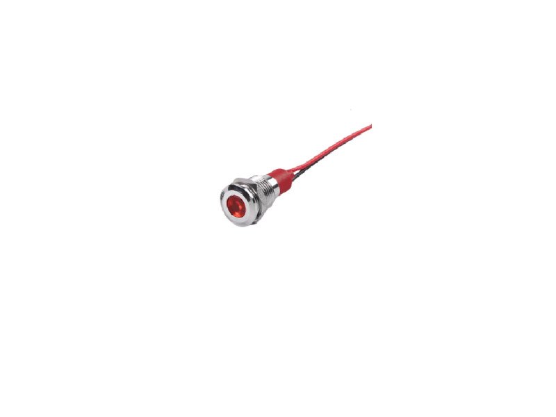 Red 10-24V 10mm LED Metal Indicator Light with 15CM Cable