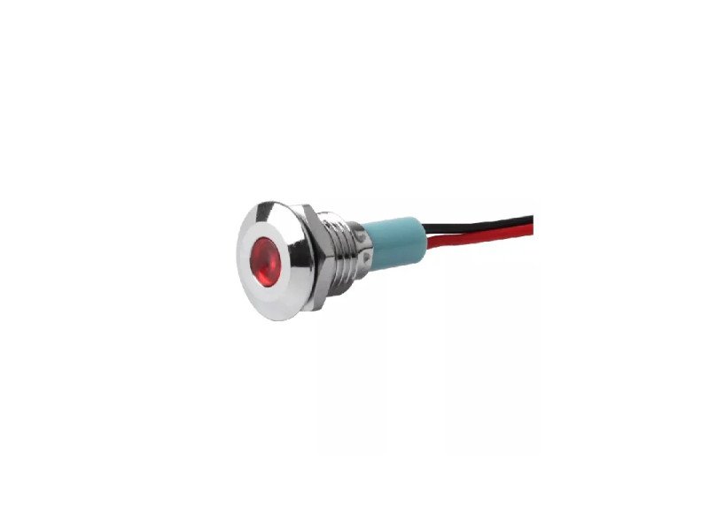Red 10-24V 12mm LED Metal Indicator Light with 15 CM Cable