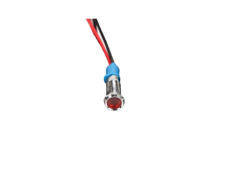 Red 10-24V 6mm LED Metal Indicator Light with 15CM Cable