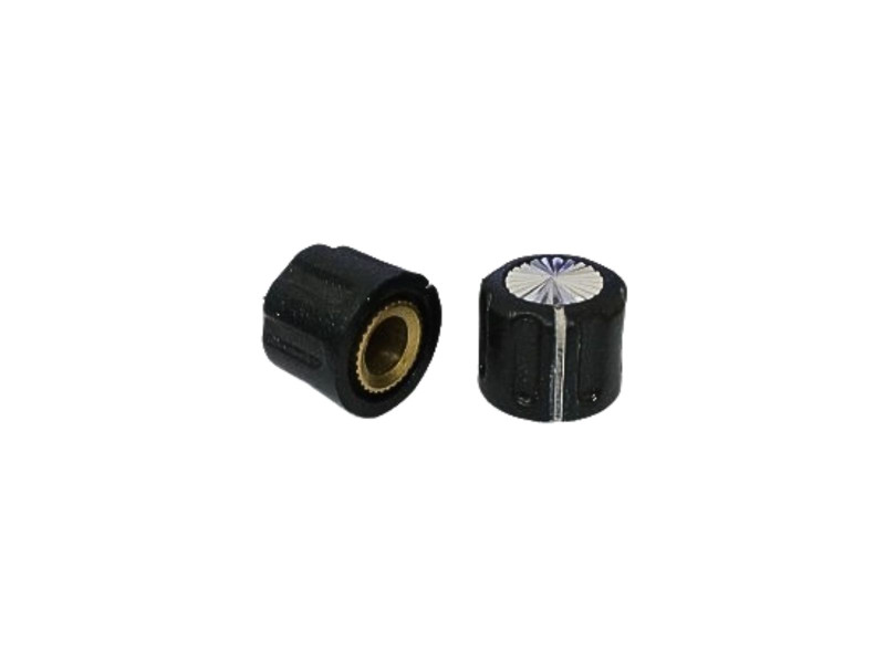 16mmx13mm Silver Tone Top Potentiometer Knob Rotary Switch Black Cap for 6.4mm shaft