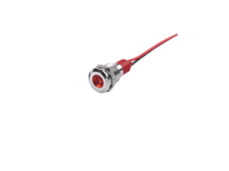 Red 3-9V 8mm LED Metal Indicator Light with 15CM Cable