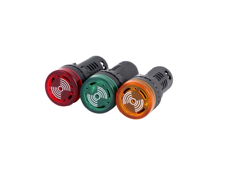 Red AC/DC12V 22mm AD16-22SM LED Signal Indicator Built-in Buzzer