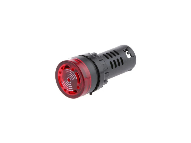 Red AC/DC220V 22mm AD16-22SM LED Signal Indicator Built-in Buzzer