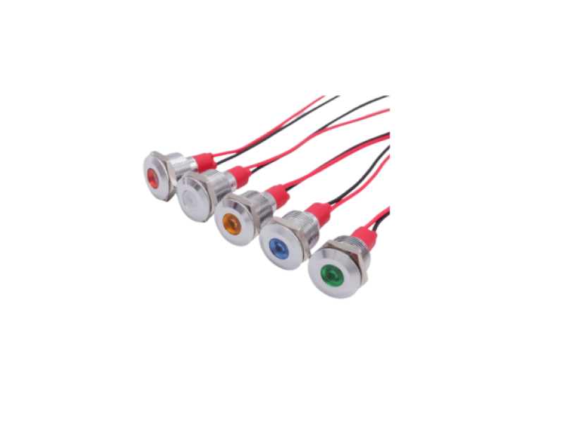 White 10-24V 12mm LED Metal Indicator Light with 15CM Cable