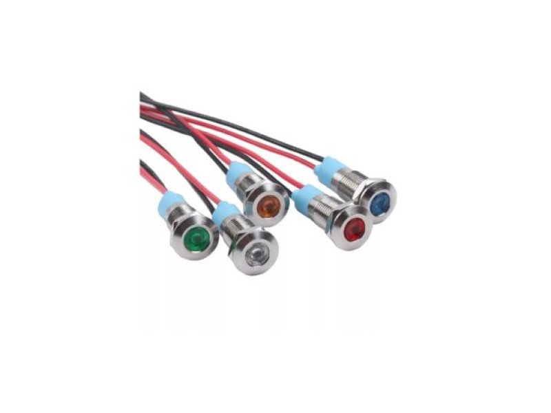 White 3-9V 6mm LED Metal Indicator Light with 15CM Cable