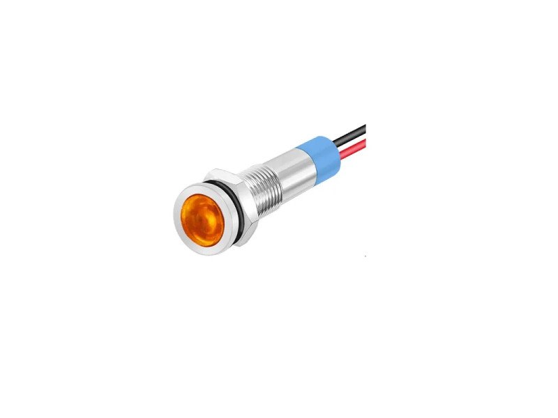 Yellow 10-24V 6mm LED Metal Indicator Light with 15CM Cable