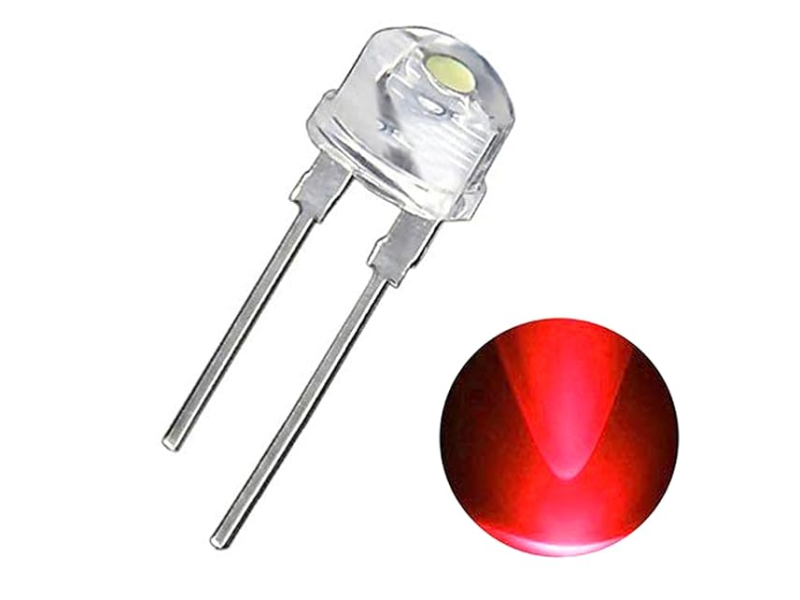 8MM Red Led Transparent/Clear Half Round (Pack of 5)
