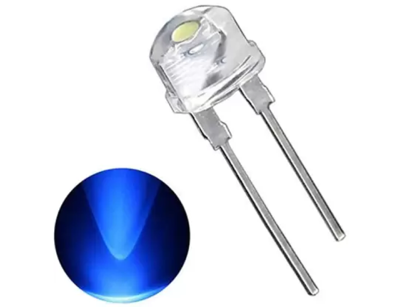 8MM Blue Led Transparent/Clear Half Round (Pack of 5)