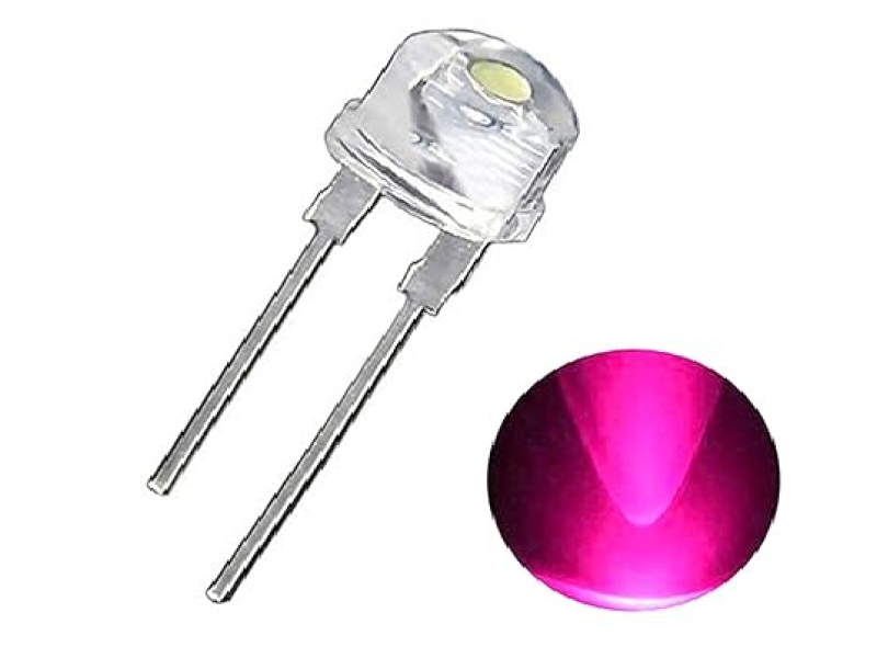 8MM Pink Led Transparent/Clear Half Round (Pack of 5)