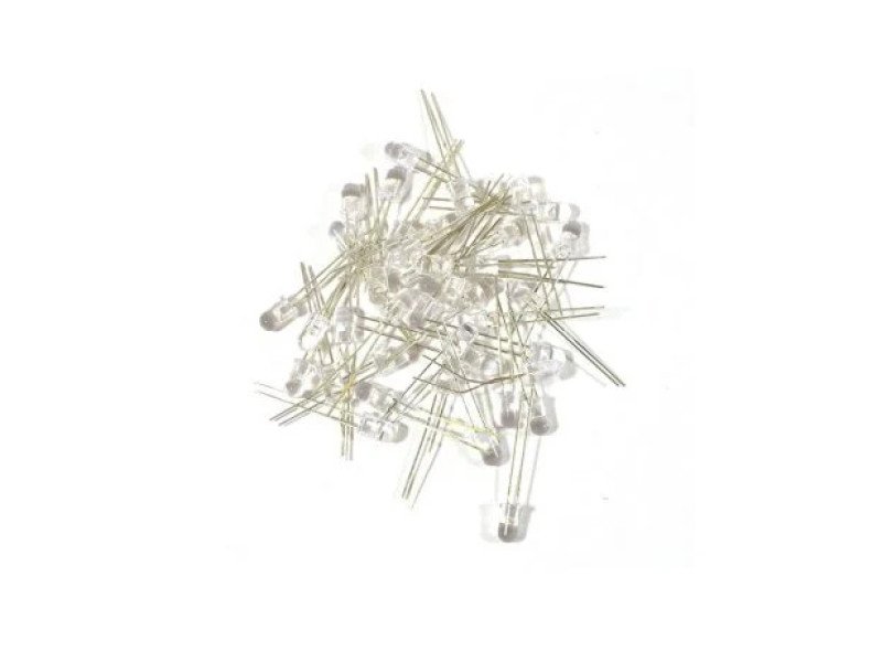 White Round LED Transparent 8mm DIP (Pack of 10)