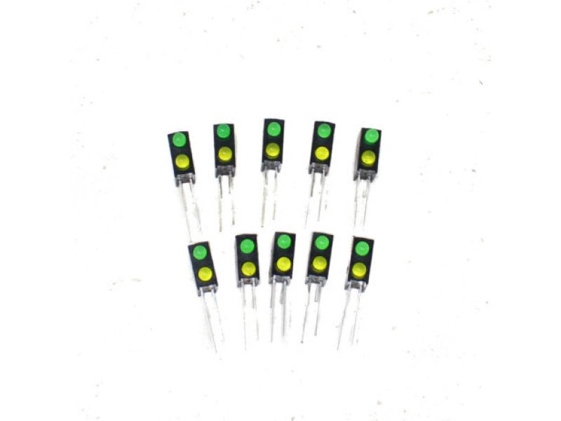 3MM Double Hole Lamp Holder with (Green+Yellow) color Light (Pack of 10)