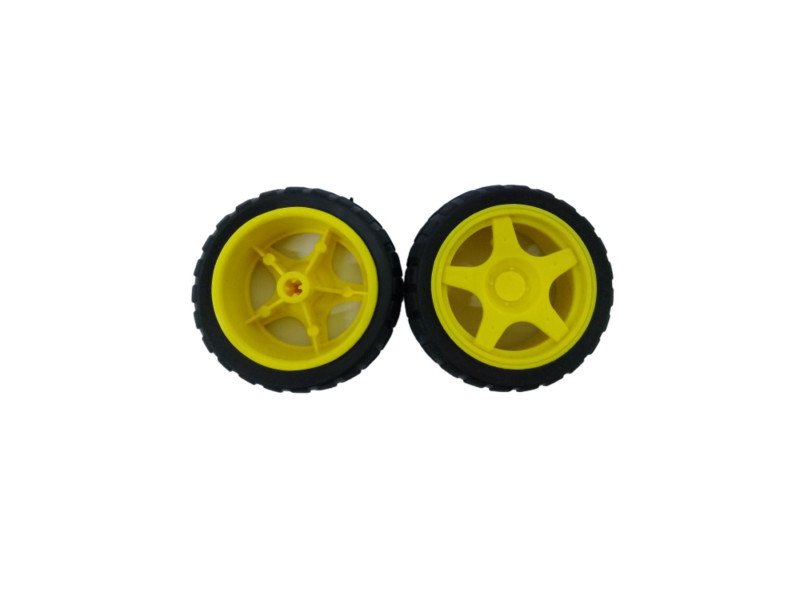 65mm Robot Wheel for BO Motors Plus shaped Shaft holder (Yellow)
