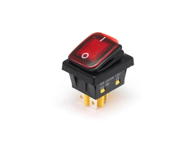 4 Pins 250V 12V UL Illuminated 30A Rocker Switch – RED