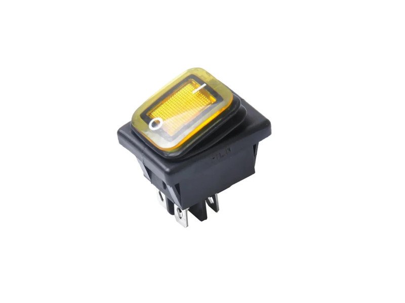 4 Pins 250V 12V UL Illuminated 30A Rocker Switch – Yellow