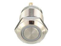 12mm 12V Ring Light Self-Lock Non-momentary Metal Push-button Switch-White Light