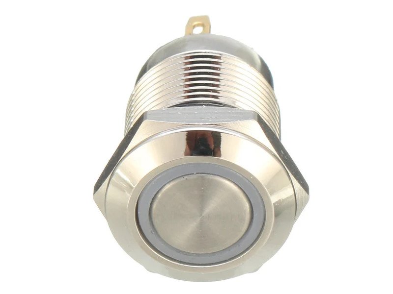 12mm 12V Ring Light Self-Lock Non-Momentary Metal Switch-Green Light