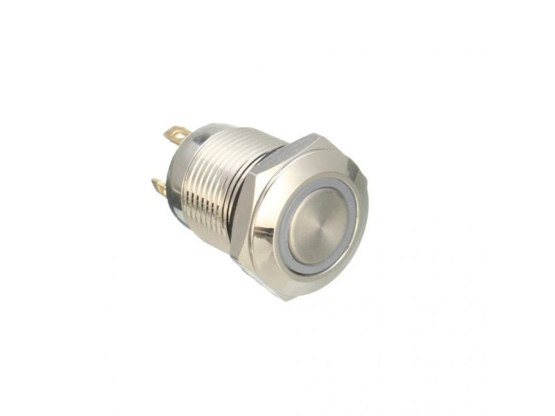12mm 12V Ring Light Self-Lock Non-Momentary Metal Switch-Yellow Light