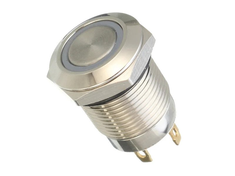12mm 12V Ring Light Self-Lock Non-Momentary Metal Switch-Yellow Light