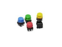 12x12x7.3 mm Round Cap for Square tactile Switch – Black (Pack of 5)
